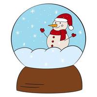 Snow globe with a snowman, vector illustration