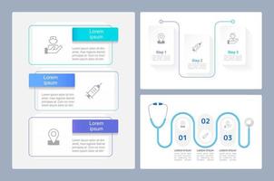 Public health importance infographic chart design templates set. Editable infochart with icons. Instructional graphics with 3 step sequence. Visual data vector