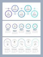 Medicine and business infographic chart design templates set. Editable infochart with icons. Instructional graphics with 5 step sequence vector