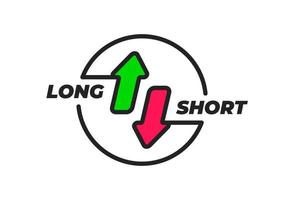 Long and short positions in crypto trading symbol. vector