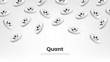 Quant coin falling from the sky. QNT cryptocurrency concept banner background. vector