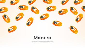 moneda monero cayendo del cielo. fondo de banner de concepto de criptomoneda xmr. vector