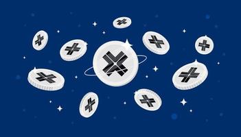 Axelar coins falling from the sky. WAXL cryptocurrency concept banner background. vector