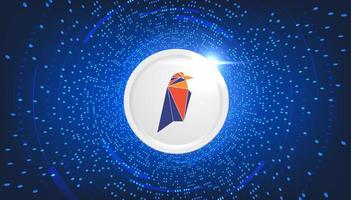 Fondo de banner de concepto de criptomoneda de moneda rvn de ravencoin. vector