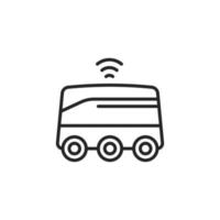 Electric automated delivery robot connecting to wireless network line icon isolated on white background. vector