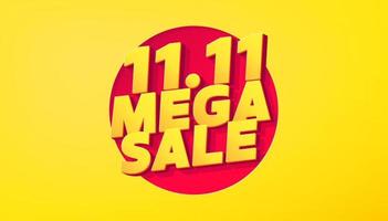 11.11 banner de venta de festival de compras de mega venta. Día mundial de las compras 11.11. venta mundial gran venta del año. vector