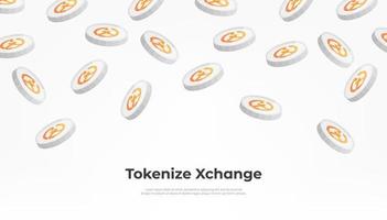 Tokenize Xchange TKX coin falling from the sky. TKX cryptocurrency concept banner background. vector