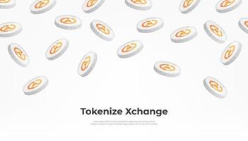 Tokenize Xchange TKX coin falling from the sky. TKX cryptocurrency concept banner background. vector