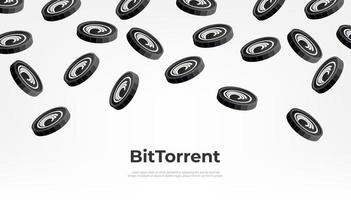 BitTorrent Token falling from the sky. BTT cryptocurrency concept banner background. vector