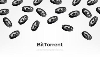 token bittorrent cayendo del cielo. fondo de banner de concepto de criptomoneda btt. vector