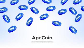 ApeCoin coin falling from the sky. APE cryptocurrency concept banner background. vector