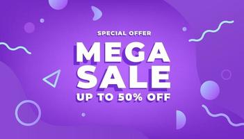 Mega sale banner template design, Big sale special offer online shopping banner. vector