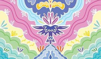 Colorful petal wings botanical and bird animal themed vector background. Illustration for website or social media post wallpaper with pastel color and simple flat art drawing isolated.