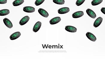 WEMIX coin falling from the sky. WEMIX cryptocurrency concept banner background. vector