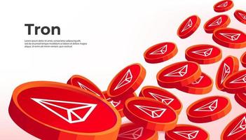 fondo de banner de concepto de criptomoneda tron trx. vector