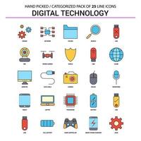 Digital Technology Flat Line Icon Set Business Concept Icons Design vector