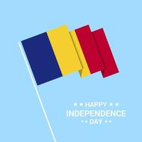 diseño tipográfico del día de la independencia de rumania con vector de bandera