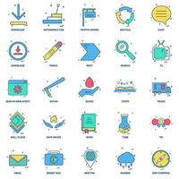 25 Business Concept Mix Flat Color Icon set vector