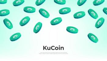 ficha de kucoin cayendo del cielo. fondo de banner de concepto de criptomoneda kcs. vector