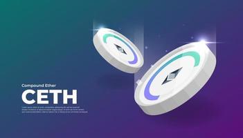 Compound Ether CETH coin cryptocurrency concept banner. vector