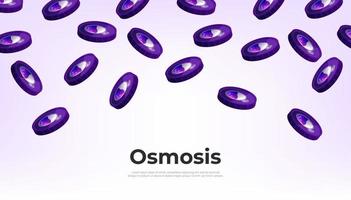 Osmosis coin falling from the sky. OSMO cryptocurrency concept banner background. vector