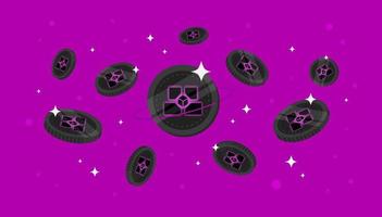 Bloktopia coins falling from the sky. BLOK cryptocurrency concept banner background. vector