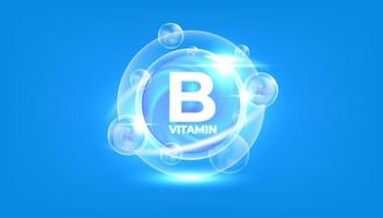 cúpula azul y translúcida de vitamina b. Colágeno complejo vitamínico. tratamiento de belleza nutrición cuidado de la piel diseño. conceptos médicos y científicos. vector