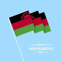 diseño tipográfico del día de la independencia de malawi con vector de bandera