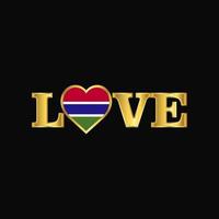 Golden Love typography Gambia flag design vector