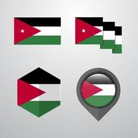 Jordan flag design set vector