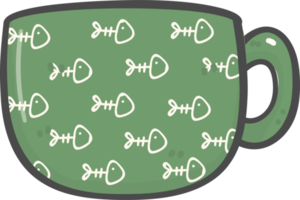 söt jul grön kaffe kopp dekoration tecknad serie klotter hand teckning png