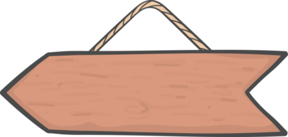 deux panneaux en bois marron en forme de flèche suspendus dessin de dessin animé simple doodle png