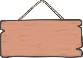 letrero de madera marrón rectangular colgante dibujo de dibujos animados de garabato simple png