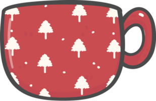carino Natale rosso caffè tazza decorazione cartone animato scarabocchio mano disegno png