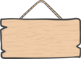 letrero de madera marrón rectangular colgante dibujo de dibujos animados de garabato simple png