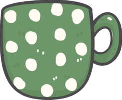 mignon noël vert tasse à café décoration dessin animé doodle dessin à la main png