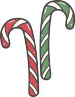 cute Christmas candy cane decoration cartoon doodle hand drawing png