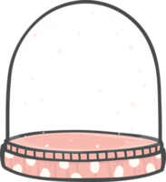 cute Christmas snow fall in pink snow globe cane decoration cartoon doodle hand drawing png