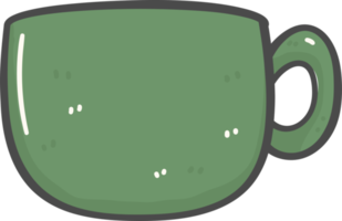 lindo navidad verde taza de café decoración dibujos animados garabato dibujo a mano png