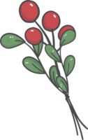 cute doodle christmas mistletoe branch hand drawn png