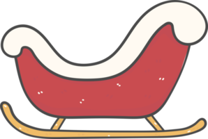 cute Christmas santa sleigh cartoon doodle hand drawn png