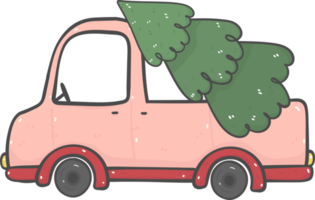 lindo carro de natal desenho animado doodle desenhado a mão png