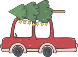 lindo carro de natal desenho animado doodle desenhado a mão png