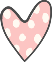 schattig polka punt roze hart tekenfilm tekening hand- getrokken png