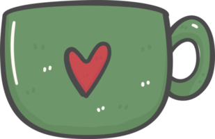 mignon noël vert tasse à café décoration dessin animé doodle dessin à la main png