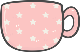 söt jul rosa kaffe kopp dekoration tecknad serie klotter hand teckning png