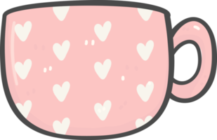 mignon noël rose tasse à café décoration dessin animé doodle dessin à la main png