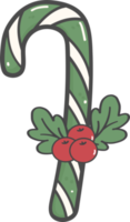 cute Christmas candy cane decoration cartoon doodle hand drawing png