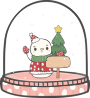 carino Natale pupazzo di neve nel neve globo canna decorazione cartone animato scarabocchio mano disegno png