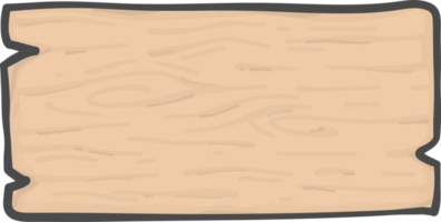 panneau de signalisation en bois brun dessin de dessin animé de doodle simple de forme rectangulaire png